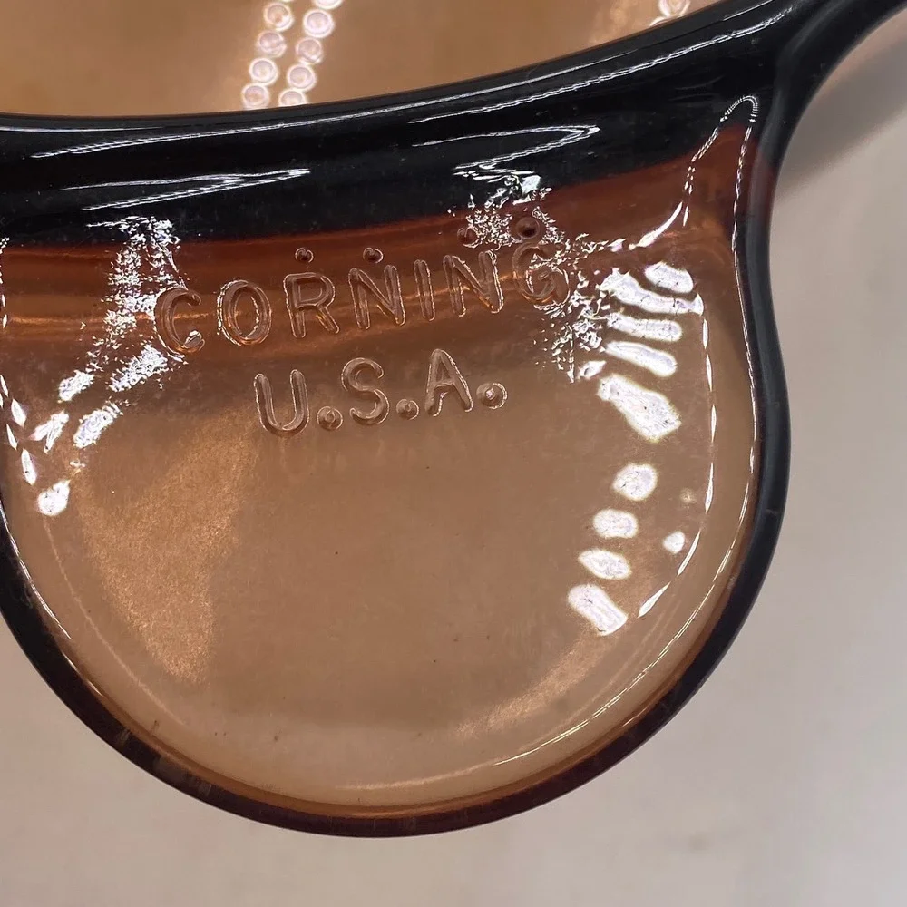 Corning Vision Amber Glass 4.5L Dutch Oven Stock Pot Pyrex Lid USA Vintage Brown